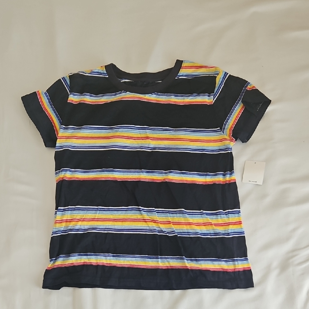 NWT Urband Outfitters Black Striped Short Sleeve Women's Shirt Size Small
